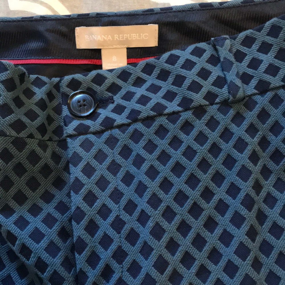 Banana Republic Blue Geometric Patterned Pants - image 2